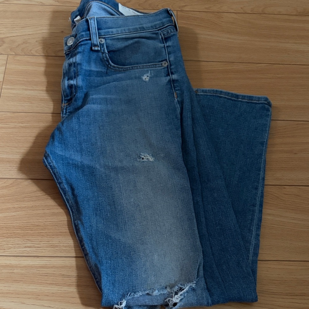 Women's  Rag&Bone Distressed Mid-Blue Jeans